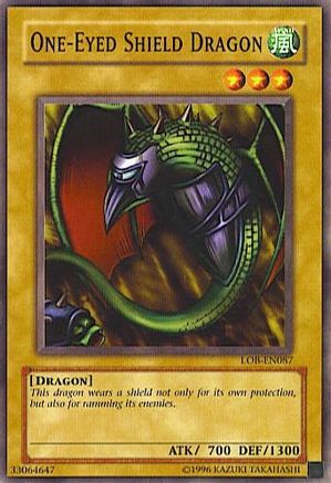 One-Eyed Shield Dragon (LOB-EN087) - Legend of Blue Eyes White Dragon (Worldwide English) Unlimited - Premium Yugioh Single from Konami - Just $1.99! Shop now at Game Crave Tournament Store