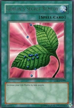 Goblin's Secret Remedy (LOB-EN099) - Legend of Blue Eyes White Dragon (Worldwide English) Unlimited - Premium Yugioh Single from Konami - Just $0.24! Shop now at Game Crave Tournament Store
