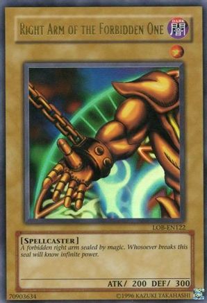 Right Arm of the Forbidden One (LOB-EN122) - Legend of Blue Eyes White Dragon (Worldwide English) Unlimited - Premium Yugioh Single from Konami - Just $16.30! Shop now at Game Crave Tournament Store