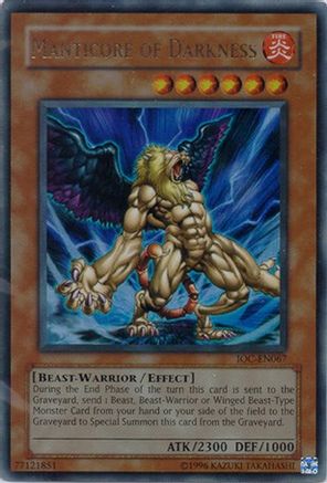 Manticore of Darkness (IOC-EN067) - Invasion of Chaos (Worldwide English) Unlimited - Premium Yugioh Single from Konami - Just $5.25! Shop now at Game Crave Tournament Store