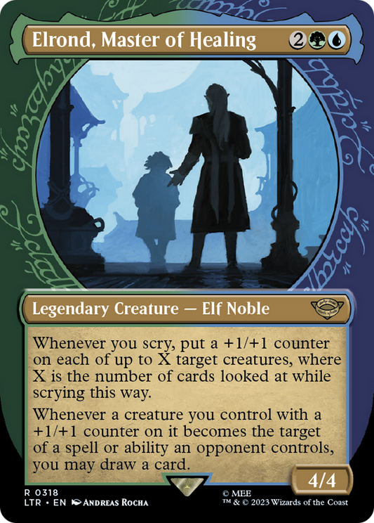 Elrond, Master of Healing (LTR-318) - The Lord of the Rings: Tales of Middle-earth: (Showcase) (Borderless) - Premium MTG Single from Wizards of the Coast - Just $0.25! Shop now at Game Crave Tournament Store