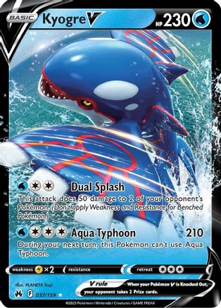 Kyogre V 37/159 - Crown Zenith Holofoil - Premium Pokemon Single from Nintendo - Just $0.50! Shop now at Game Crave Tournament Store