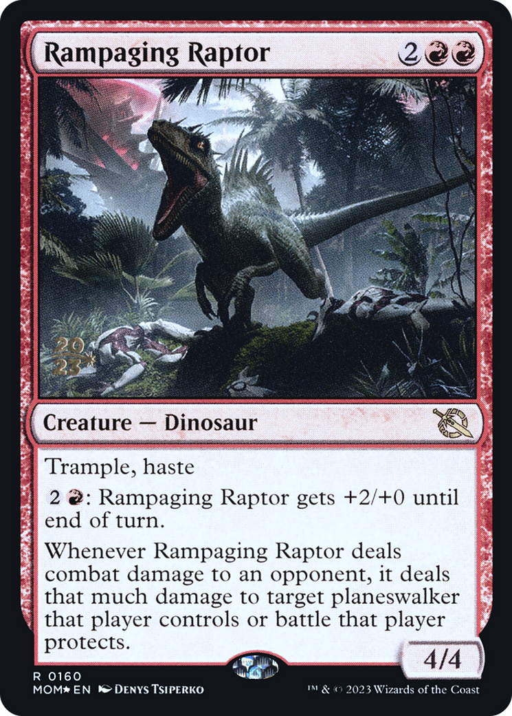 Rampaging Raptor (PMOM-160S) - March of the Machine Promos Foil - Premium MTG Single from Wizards of the Coast - Just $0.19! Shop now at Game Crave Tournament Store