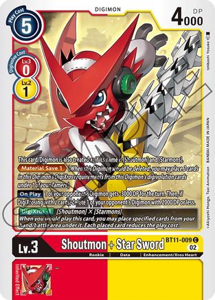 Shoutmon + Star Sword (BT11-009) - Dimensional Phase - Premium Digimon Single from Bandai - Just $0.08! Shop now at Game Crave Tournament Store