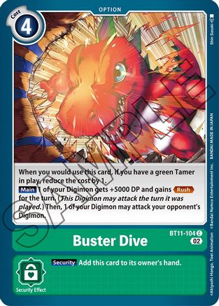 Buster Dive (BT11-104) - Dimensional Phase Foil - Premium Digimon Single from Bandai - Just $0.25! Shop now at Game Crave Tournament Store