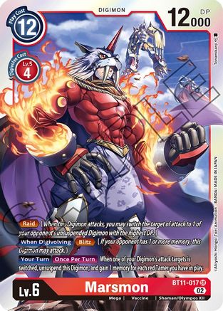 Marsmon (BT11-017) - Dimensional Phase Foil - Premium Digimon Single from Bandai - Just $0.28! Shop now at Game Crave Tournament Store