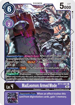 MadLeomon: Armed Mode (BT11-081) - Dimensional Phase - Premium Digimon Single from Bandai - Just $0.25! Shop now at Game Crave Tournament Store