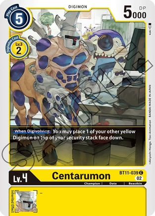 Centarumon (BT11-039) - Dimensional Phase - Premium Digimon Single from Bandai - Just $0.25! Shop now at Game Crave Tournament Store