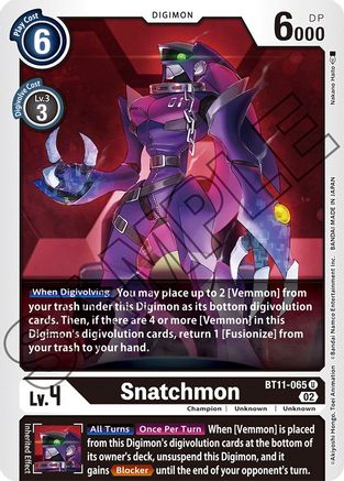 Snatchmon (BT11-065) - Dimensional Phase - Premium Digimon Single from Bandai - Just $0.08! Shop now at Game Crave Tournament Store