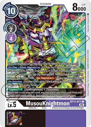 MusouKnightmon (BT11-071) - Dimensional Phase - Premium Digimon Single from Bandai - Just $0.25! Shop now at Game Crave Tournament Store