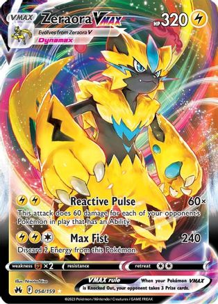 Zeraora VMAX 54/159 - Crown Zenith Holofoil - Premium Pokemon Single from Nintendo - Just $1.53! Shop now at Game Crave Tournament Store