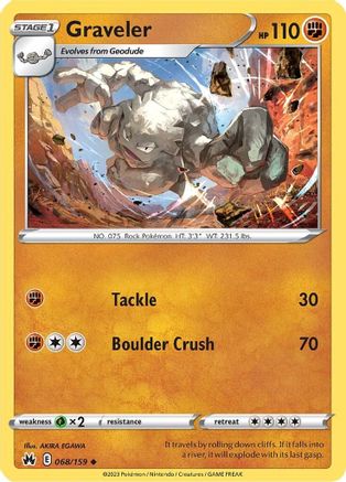 Graveler 68/159 - Crown Zenith - Premium Pokemon Single from Nintendo - Just $0.23! Shop now at Game Crave Tournament Store