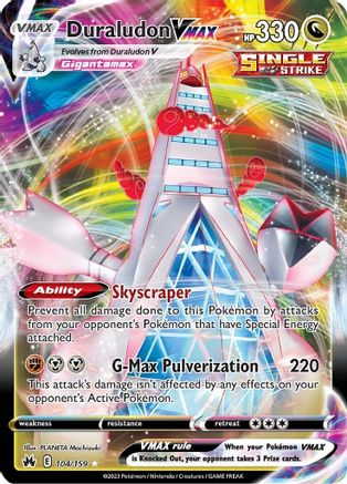 Duraludon VMAX 104/159 - Crown Zenith Holofoil - Premium Pokemon Single from Nintendo - Just $0.55! Shop now at Game Crave Tournament Store