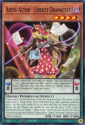 Abyss Actor - Liberty Dramatist (PHHY-EN016) - Photon Hypernova 1st Edition - Premium Yugioh Single from Konami - Just $0.25! Shop now at Game Crave Tournament Store