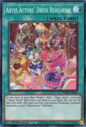 Abyss Actors' Dress Rehearsal (PHHY-EN063) - Photon Hypernova 1st Edition - Premium Yugioh Single from Konami - Just $0.08! Shop now at Game Crave Tournament Store