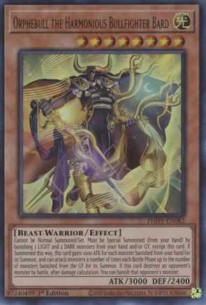 Orphebull the Harmonious Bullfighter Bard (PHHY-EN082) - Photon Hypernova 1st Edition - Premium Yugioh Single from Konami - Just $0.23! Shop now at Game Crave Tournament Store
