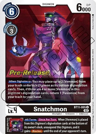 Snatchmon (BT11-065) - Dimensional Phase Pre-Release Cards - Premium Digimon Single from Bandai - Just $7.53! Shop now at Game Crave Tournament Store