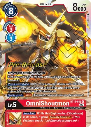 OmniShoutmon (BT11-015) - Dimensional Phase Pre-Release Cards - Premium Digimon Single from Bandai - Just $0.26! Shop now at Game Crave Tournament Store