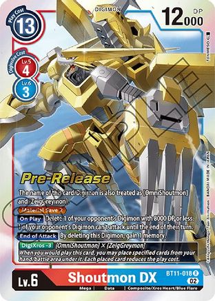 Shoutmon DX (BT11-018) - Dimensional Phase Pre-Release Cards Foil - Premium Digimon Single from Bandai - Just $0.83! Shop now at Game Crave Tournament Store