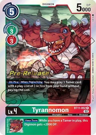 Tyrannomon (BT11-052) - Dimensional Phase Pre-Release Cards Foil - Premium Digimon Single from Bandai - Just $11.27! Shop now at Game Crave Tournament Store