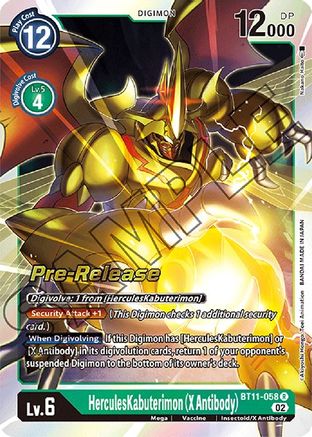 HerculesKabuterimon (X Antibody) (BT11-058) - Dimensional Phase Pre-Release Cards Foil - Premium Digimon Single from Bandai - Just $1.70! Shop now at Game Crave Tournament Store