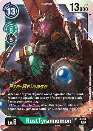 RustTyrannomon (BT11-059) - Dimensional Phase Pre-Release Cards Foil - Premium Digimon Single from Bandai - Just $1.30! Shop now at Game Crave Tournament Store