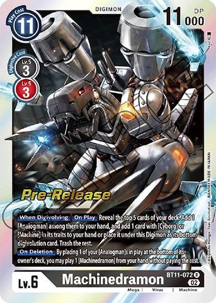 Machinedramon (BT11-072) - Dimensional Phase Pre-Release Cards - Premium Digimon Single from Bandai - Just $0.63! Shop now at Game Crave Tournament Store