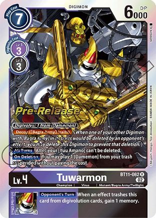 Tuwarmon (BT11-082) - Dimensional Phase Pre-Release Cards Foil - Premium Digimon Single from Bandai - Just $0.51! Shop now at Game Crave Tournament Store