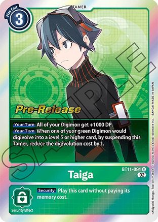 Taiga (BT11-091) - Dimensional Phase Pre-Release Cards - Premium Digimon Single from Bandai - Just $3.05! Shop now at Game Crave Tournament Store