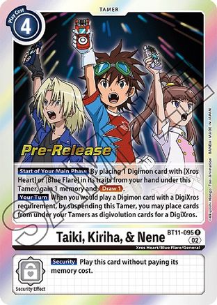Taiki, Kiriha, & Nene (BT11-095) - Dimensional Phase Pre-Release Cards - Premium Digimon Single from Bandai - Just $2.84! Shop now at Game Crave Tournament Store