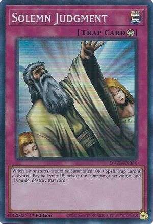 Solemn Judgment (MAZE-EN063) - Maze of Memories 1st Edition - Premium Yugioh Single from Konami - Just $1.20! Shop now at Game Crave Tournament Store