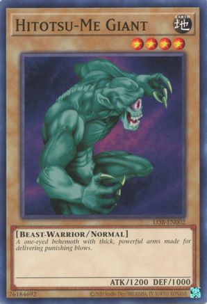 Hitotsu-Me Giant (LOB-EN002) - Legend of Blue Eyes White Dragon (25th Anniversary Edition) Unlimited - Premium Yugioh Single from Konami - Just $0.25! Shop now at Game Crave Tournament Store