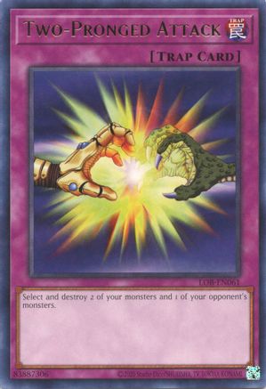 Two-Pronged Attack (LOB-EN061) - Legend of Blue Eyes White Dragon (25th Anniversary Edition) Unlimited - Premium Yugioh Single from Konami - Just $0.25! Shop now at Game Crave Tournament Store