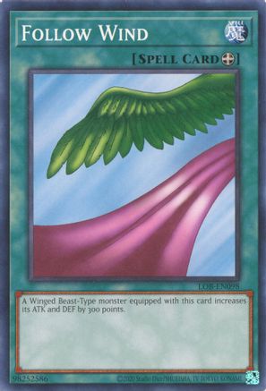 Follow Wind (LOB-EN098) - Legend of Blue Eyes White Dragon (25th Anniversary Edition) Unlimited - Premium Yugioh Single from Konami - Just $0.25! Shop now at Game Crave Tournament Store