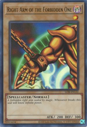Right Arm of the Forbidden One (LOB-EN122) - Legend of Blue Eyes White Dragon (25th Anniversary Edition) Unlimited - Premium Yugioh Single from Konami - Just $11.63! Shop now at Game Crave Tournament Store