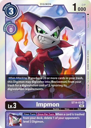 Impmon (ST14-02) - Starter Deck 14: Beelzemon Advanced Deck Set Foil - Premium Digimon Single from Bandai - Just $2.65! Shop now at Game Crave Tournament Store