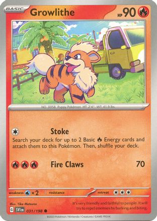 Growlithe - 031/198 31 - SV01 Scarlet & Violet Base Set - Premium Pokemon Single from Nintendo - Just $0.25! Shop now at Game Crave Tournament Store