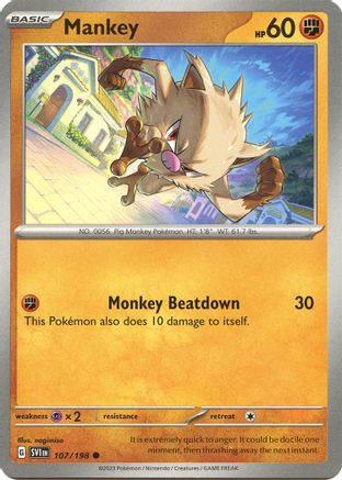 Mankey - 107/198 107 - SV01 Scarlet & Violet Base Set - Premium Pokemon Single from Nintendo - Just $0.25! Shop now at Game Crave Tournament Store