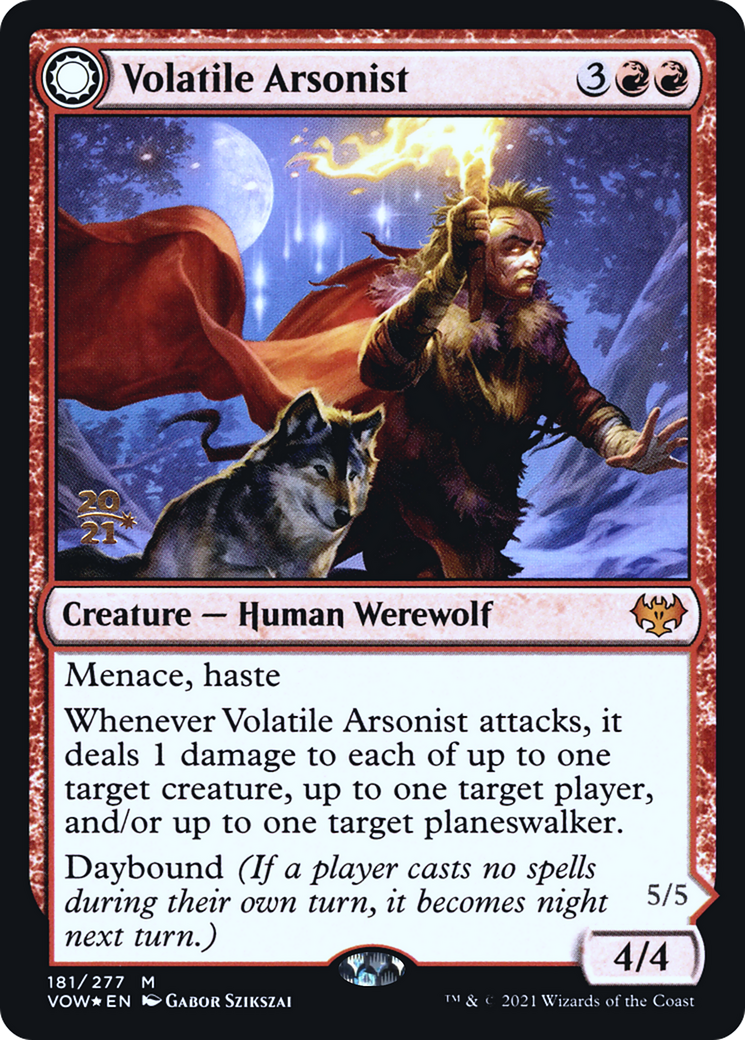 Volatile Arsonist // Dire-Strain Anarchist (PVOW-181S) - Innistrad: Crimson Vow Promos: (Double Faced Transform) Foil - Premium MTG Single from Wizards of the Coast - Just $0.23! Shop now at Game Crave Tournament Store