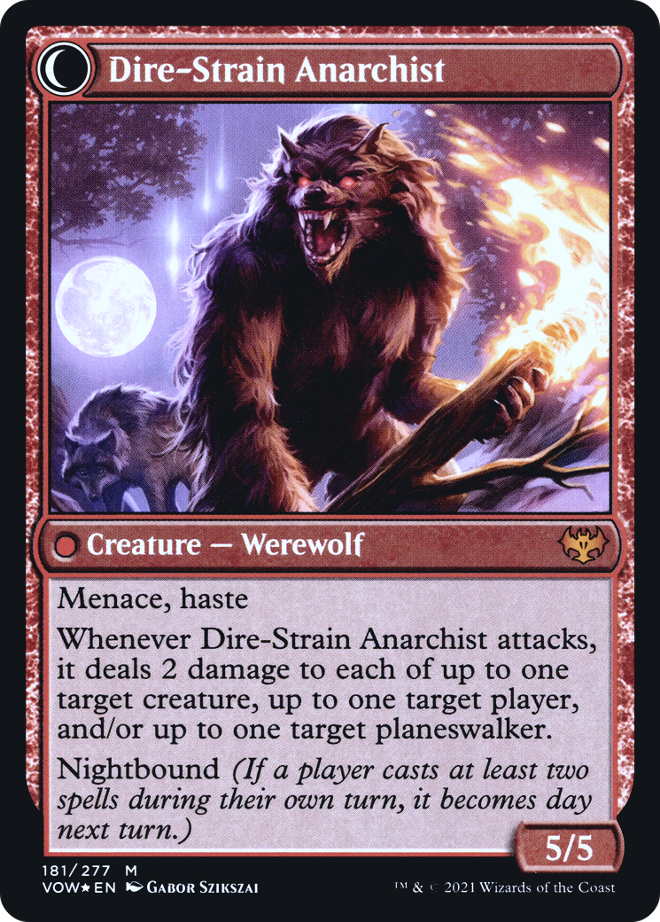 Volatile Arsonist // Dire-Strain Anarchist (PVOW-181S) - Innistrad: Crimson Vow Promos: (Double Faced Transform) Foil - Premium MTG Single from Wizards of the Coast - Just $0.23! Shop now at Game Crave Tournament Store