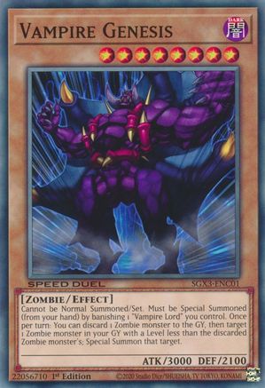 Vampire Genesis (SGX3-ENC01) - Speed Duel GX: Duelists of Shadows 1st Edition - Premium Yugioh Single from Konami - Just $0.25! Shop now at Game Crave Tournament Store