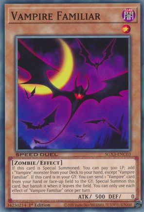 Vampire Familiar (SGX3-ENC03) - Speed Duel GX: Duelists of Shadows 1st Edition - Premium Yugioh Single from Konami - Just $0.24! Shop now at Game Crave Tournament Store