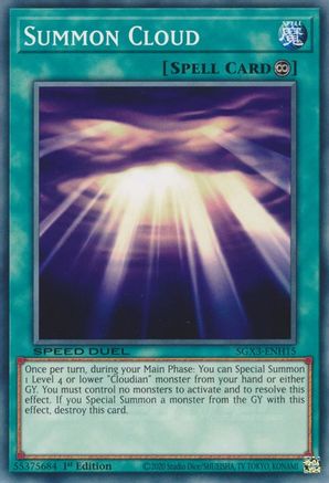 Summon Cloud (SGX3-ENH15) - Speed Duel GX: Duelists of Shadows 1st Edition - Premium Yugioh Single from Konami - Just $0.08! Shop now at Game Crave Tournament Store