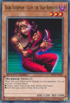 Dark Scorpion - Cliff the Trap Remover (SGX3-ENI02) - Speed Duel GX: Duelists of Shadows 1st Edition - Premium Yugioh Single from Konami - Just $0.25! Shop now at Game Crave Tournament Store