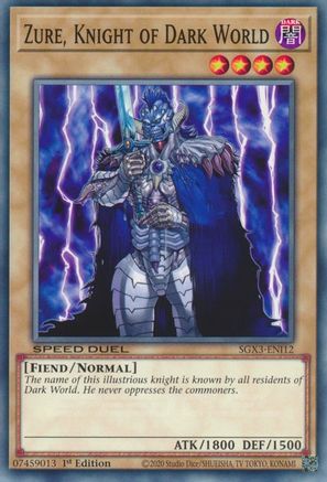 Zure, Knight of Dark World (SGX3-ENI12) - Speed Duel GX: Duelists of Shadows 1st Edition - Premium Yugioh Single from Konami - Just $0.23! Shop now at Game Crave Tournament Store