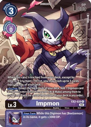 Impmon - EX2-039 (Alternate Art) (EX2-039) - Starter Deck 14: Beelzemon Advanced Deck Set Foil - Premium Digimon Single from Bandai - Just $0.25! Shop now at Game Crave Tournament Store