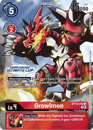 Growlmon (Ultimate Cup) (BT12-010) - Across Time - Premium Digimon Single from Bandai - Just $37.12! Shop now at Game Crave Tournament Store