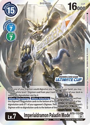 Imperialdramon Paladin Mode (Ultimate Cup 2023) (BT8-112) - New Awakening Foil - Premium Digimon Single from Bandai - Just $1425! Shop now at Game Crave Tournament Store