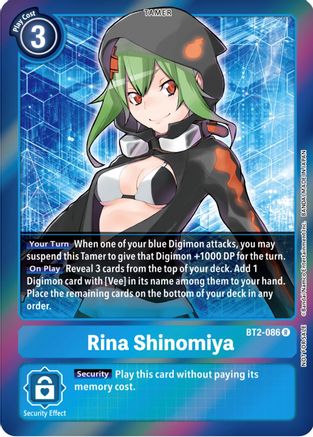 Rina Shinomiya (Event Pack 4) (BT2-086) - Release Special Booster Foil - Premium Digimon Single from Bandai - Just $1.63! Shop now at Game Crave Tournament Store