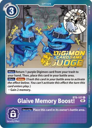 Glaive Memory Boost! (Judge Pack 3) (BT6-107) - Double Diamond Foil - Premium Digimon Single from Bandai - Just $0.14! Shop now at Game Crave Tournament Store